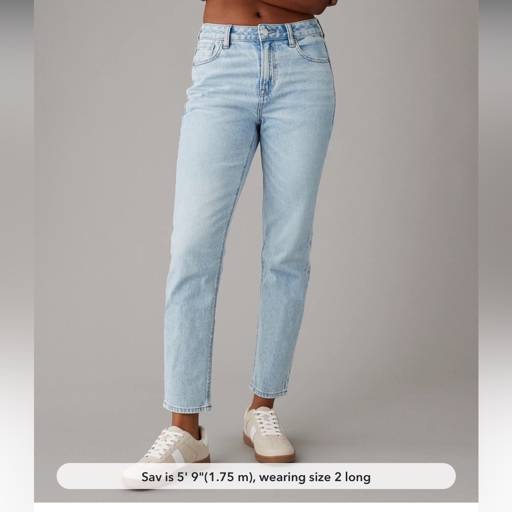 NWT American Eagle Outfitters Strigid Mom Jeans Blue Breeze 28L 6 long